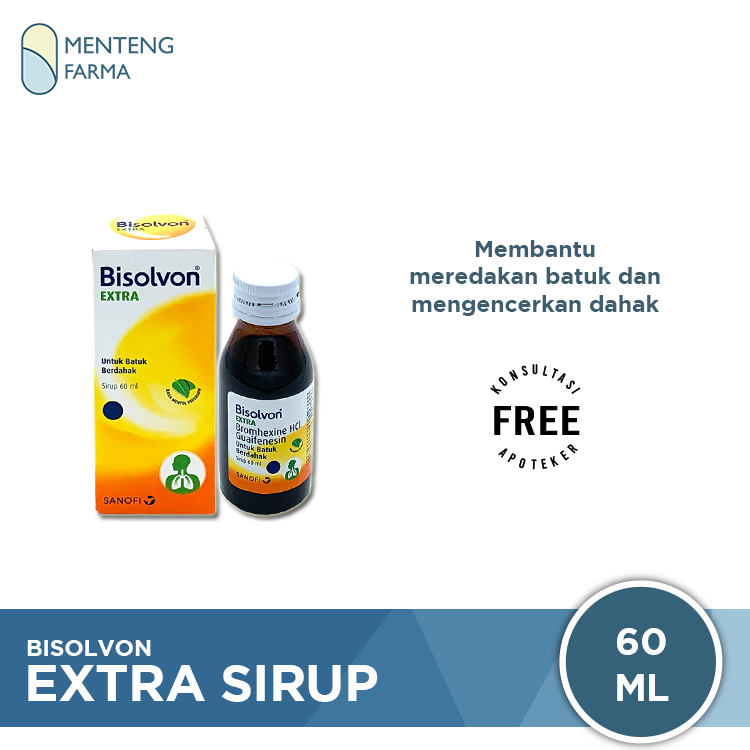 Bisolvon Extra Sirup 60 ML - Pereda Batuk dan Mengencerkan Dahak - Menteng Farma