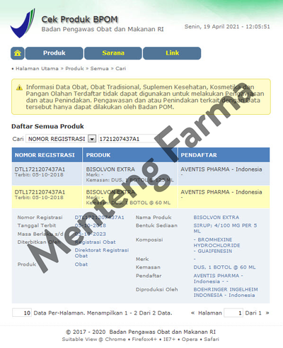 Bisolvon Extra Sirup 60 ML - Pereda Batuk dan Mengencerkan Dahak - Menteng Farma