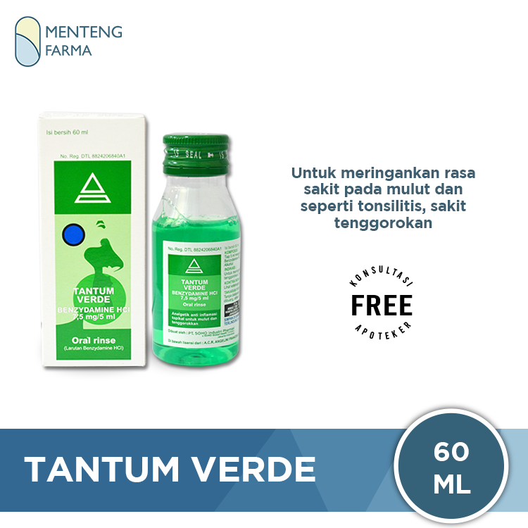 Tantum Verde Oral Rinse 60 mL - Obat Kumur Mulut dan Tenggorokan - Menteng Farma