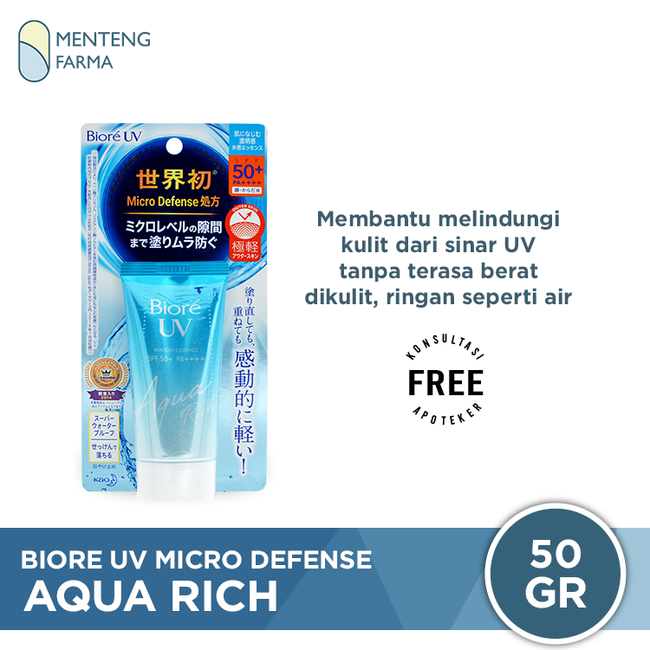 Biore UV Aqua Rich Watery Essence SPF50 50 Gr - Sunscreen Waterproof Dengan SPF 50 - Menteng Farma