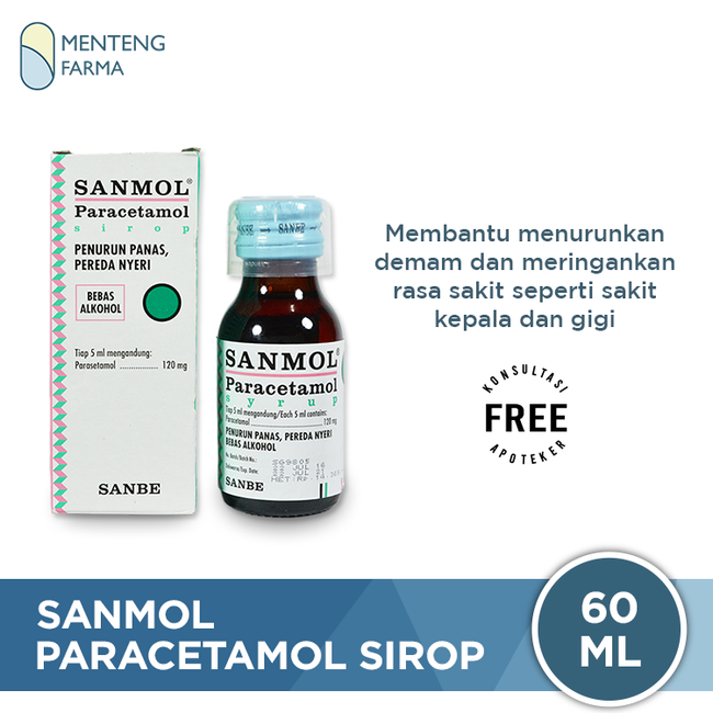 Sanmol Paracetamol Sirop - Obat Penurun Panas / Demam Anak - Menteng Farma