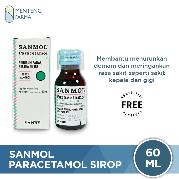 Sanmol Paracetamol Sirop - Obat Penurun Panas / Demam Anak - Menteng Farma