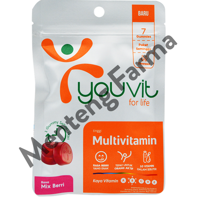 Youvit Multivitamin For Adult Sachet - Multivitamin Gummy Dewasa Rasa Mix Berry - Menteng Farma