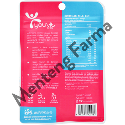 Youvit Multivitamin For Kids Sachet - Multivitamin Gummy Anak Rasa Mix Buah - Menteng Farma