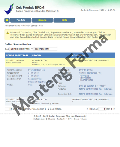 Bodrex Extra - Meredakan Sakit Kepala, Sakit Gigi dan Demam - Menteng Farma