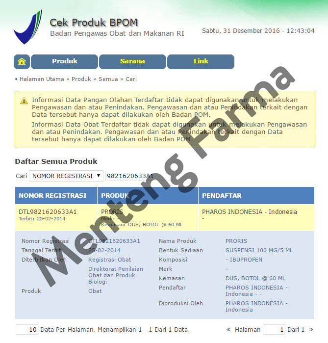 Proris (Ibuprofren) - Obat demam anak, pereda nyeri, sakit gigi - Menteng Farma