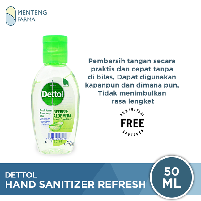 Dettol Hand Sanitizer Refresh 50 mL - Pembersih Tangan Tanpa Bilas - Menteng Farma