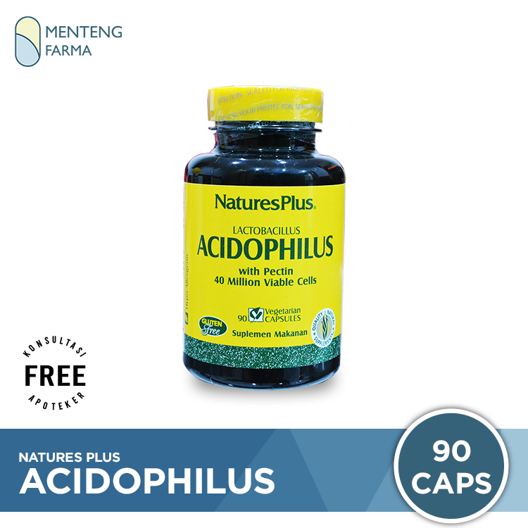 Natures Plus Acidophilus With Pectin 90 Kapsul - Suplemen Pencernaan - Menteng Farma