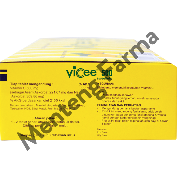 Vicee 500 Mg Lemon 2 Tablet - Tablet Hisap Vitamin C 500 Mg - Menteng Farma
