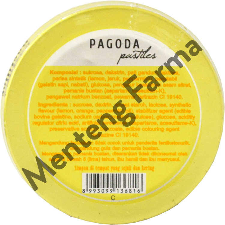 Pagoda Pastiles Rasa Lemon 20 Gram - Permen Pelega Tenggorokan - Menteng Farma