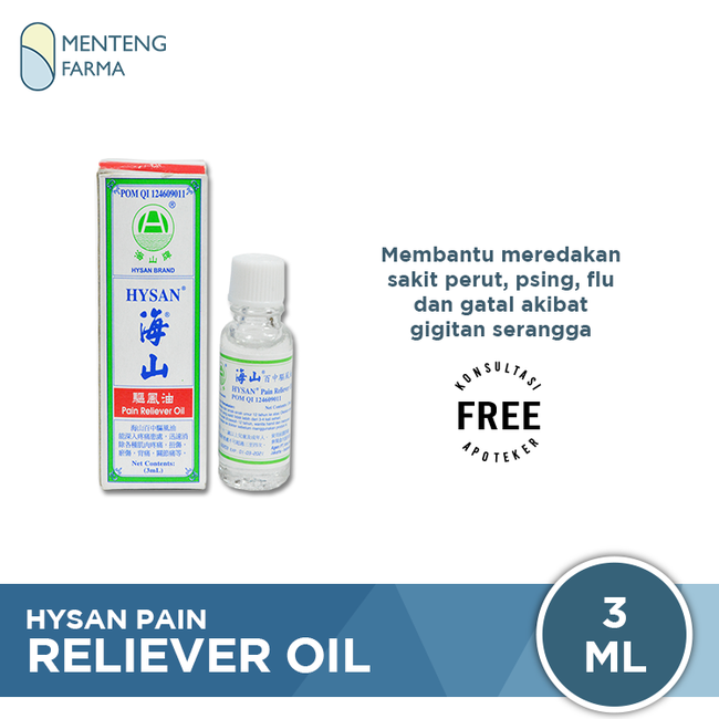 Hysan Pain Reliever Oil 40 mL - Minyak Angin Pereda Nyeri Otot & Sendi - Menteng Farma