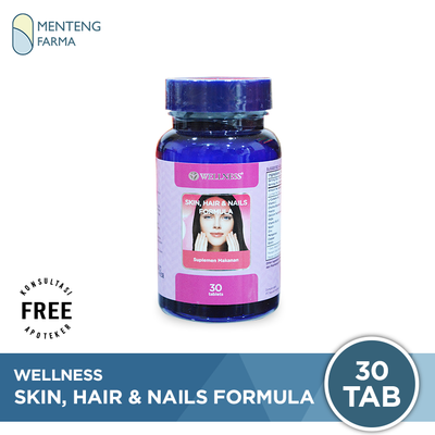 Wellness Skin Hair Nails Formula Isi 30 Tablet - Vitamin Kesehatan Kulit Rambut dan Kuku - Menteng Farma