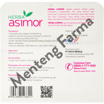 Herba Asimor 60 Kaplet - Suplemen ASI Booster / Pelancar ASI - Menteng Farma