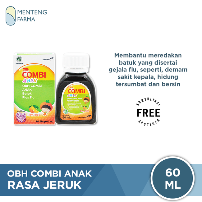 OBH Combi Anak Batuk Plus Flu Jeruk 60 mL - Sirup Obat Batuk Flu Anak - Menteng Farma