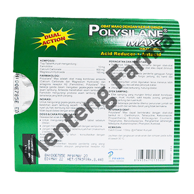 Polysilane Max Peppermint Tablet - Tablet Kunyah Obat Maag Dual Action - Menteng Farma