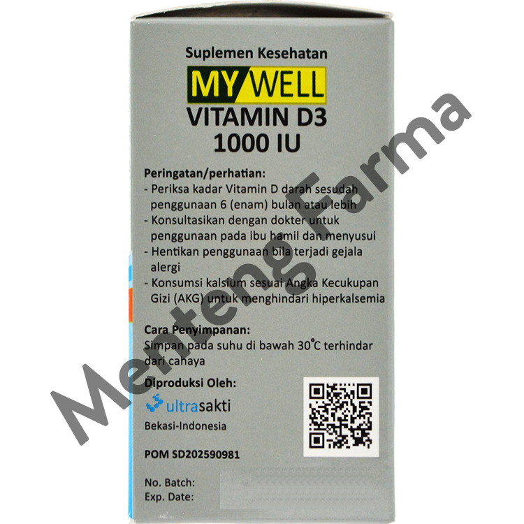 My Well Vit D3 1000 IU 20 Tablet - Suplemen Vitamin D 1000 IU - Menteng Farma