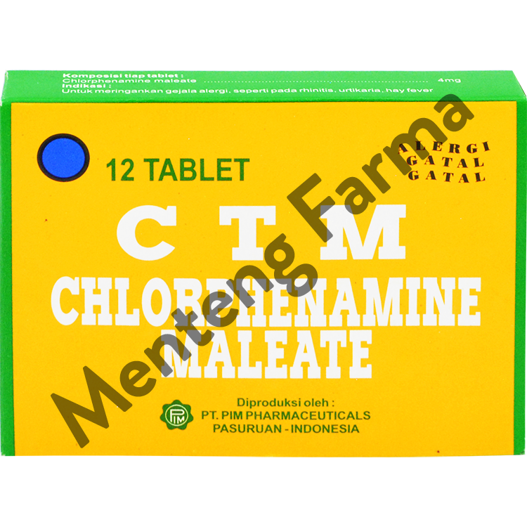 CTM 4 Mg 12 Tablet - Obat Alergi Rhinitis Gatal Gatal dan Biduran - Menteng Farma