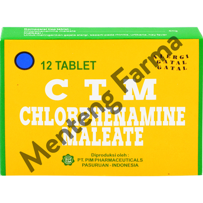 CTM 4 Mg 12 Tablet - Obat Alergi Rhinitis Gatal Gatal dan Biduran - Menteng Farma