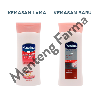 Vaseline Healthy Bright Hand Body Lotion Perfect 10 100 ML - Mencerahkan dan Mencegah Penuaan Dini - Menteng Farma