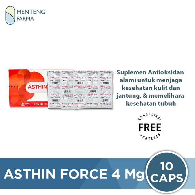 Asthin Force 4 Mg 10 Kapsul - Antioksidan Alami Menjaga Kesehatan Tubuh - Menteng Farma