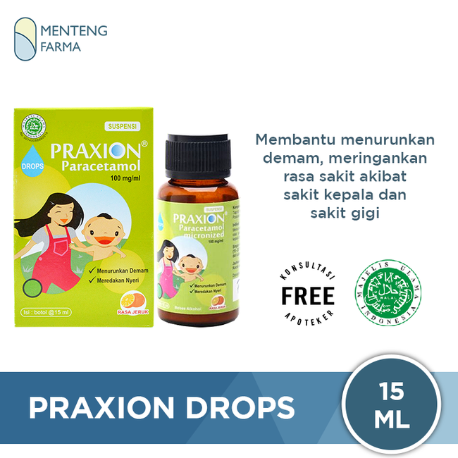 Praxion Drops 15 ml - Sirup Pereda Demam dan Nyeri pada Anak - Menteng Farma