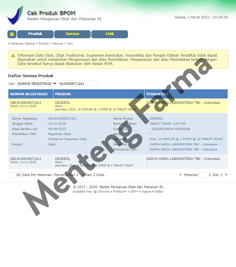 Degirol Dus Isi 5 Strip - Tablet Hisap Radang Tenggorokan dan Sariawan - Menteng Farma