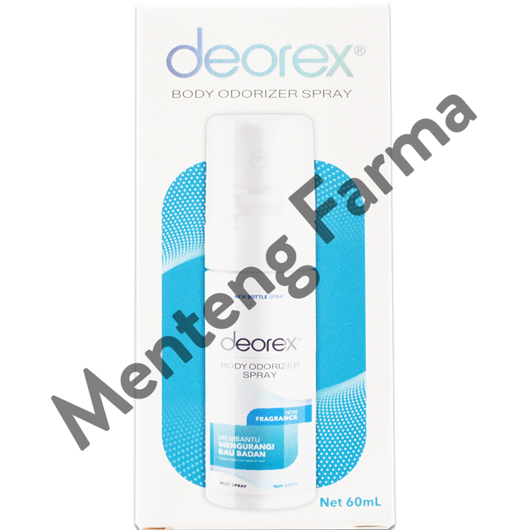 Deorex Body Odorizer Spray Non Fragrance 60 mL - Deodoran Spray Penghilang Bau Badan - Menteng Farma