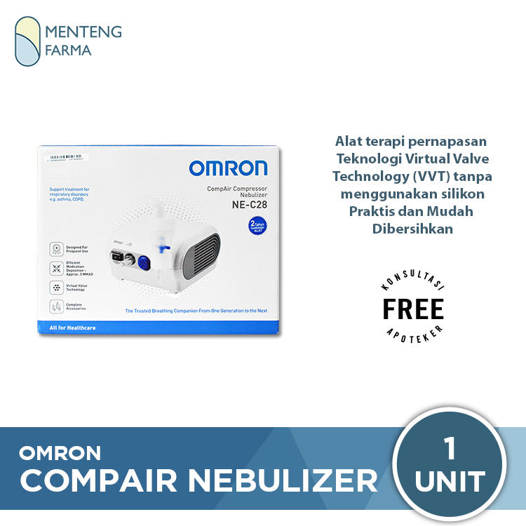 Omron Nebulizer NE C28 - Alat Uap Pernapasan / Alat Inhalasi Portable - Menteng Farma