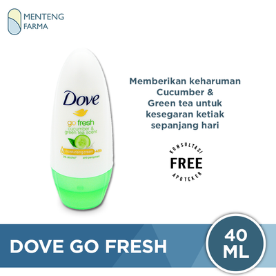 Dove Deodorant Roll On Go Fresh Cucumber And Green Tea 40 ML - Sensasi Aroma Segar Timun 48 Jam - Menteng Farma