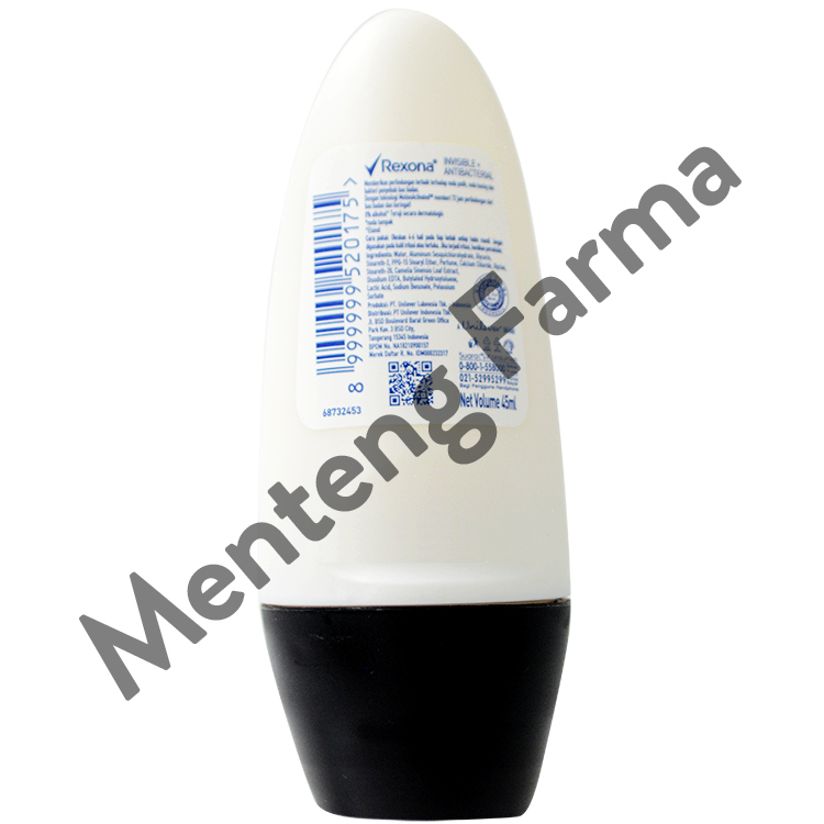 Rexona Anti-Perspirant Deodorant Roll On Invisible + Antibacterial 45 ML - Anti Noda Pada Pakaian - Menteng Farma