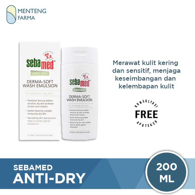 Sebamed Anti Dry Derma Soft Wash Emulsion 200 ML - Sabun Khusus Kulit Kering dan Sensitif - Menteng Farma