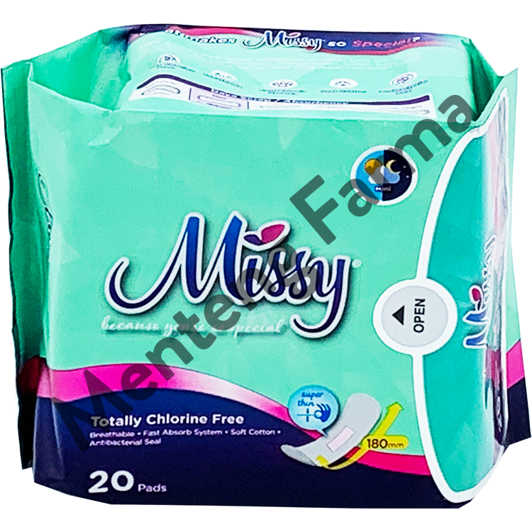 Pembalut Missy Mini Super Thin 188 mm 20 Pads | Pembalut Mini Pantyliner Antibakteri - Menteng Farma