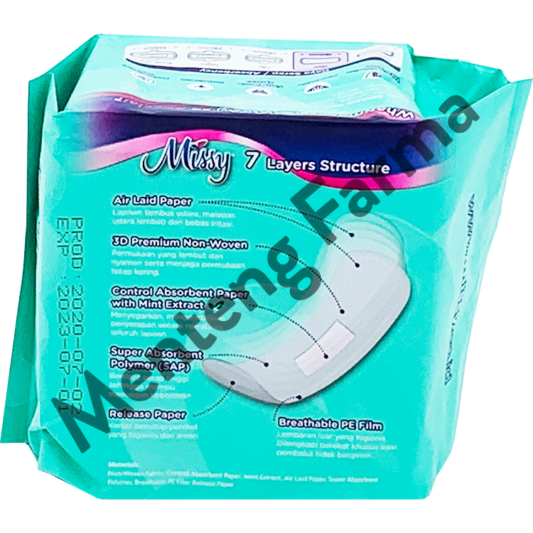 Pembalut Missy Mini Super Thin 188 mm 20 Pads | Pembalut Mini Pantyliner Antibakteri - Menteng Farma