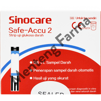 Sinocare Safe-Accu 2 Strip Uji Gula Darah 50 Pcs - Test Strip Gula Darah - Menteng Farma