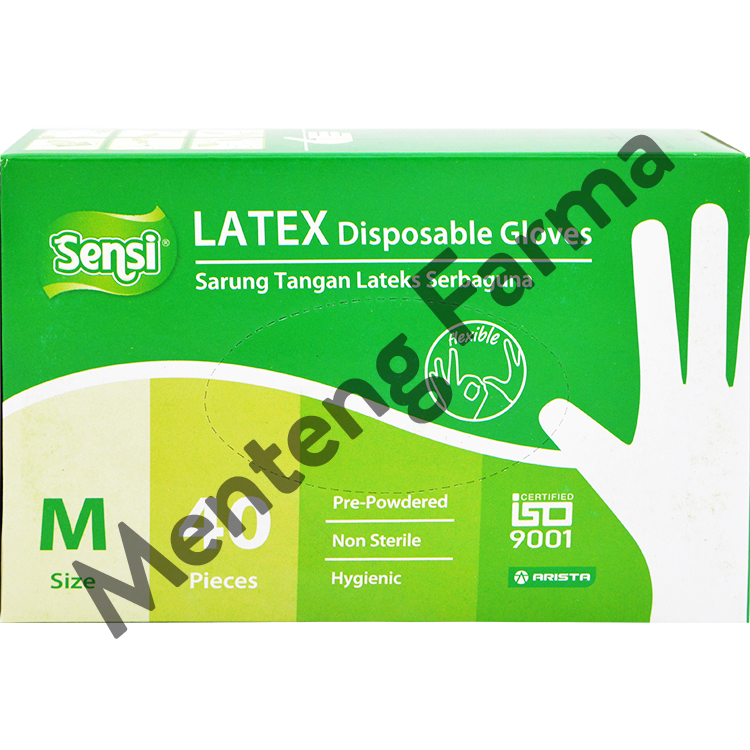 Sensi Latex Disposable Gloves Size M Isi 40 - Sarung Tangan Serbaguna - Menteng Farma