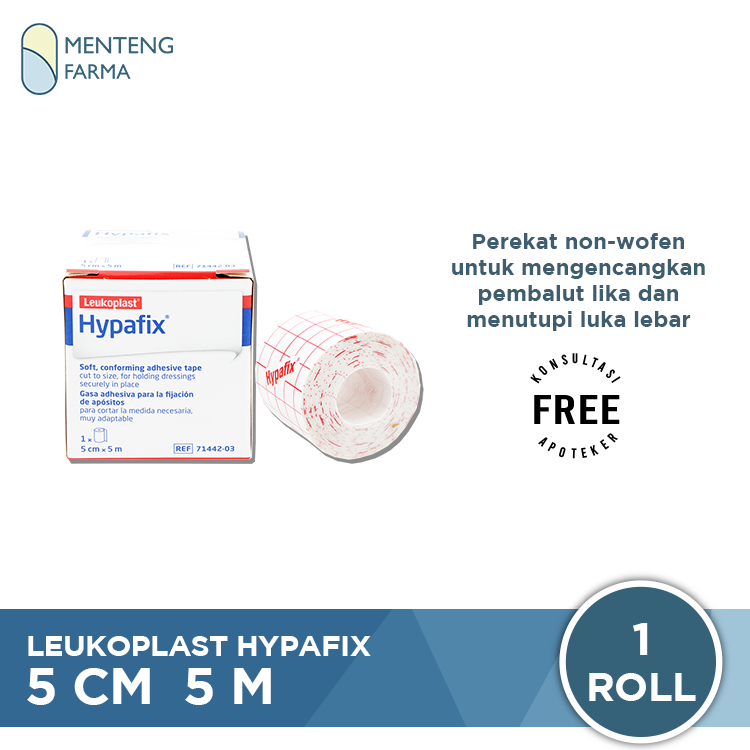 Hypafix Plaster Roll 5 CM x 5 M - Perekat Luka Lebar Non Woven - Menteng Farma