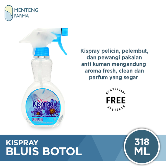 Kispray Pewangi dan Pelembut Botol Bluis 318 mL - Pewangi dan Pelembut Pakaian - Menteng Farma