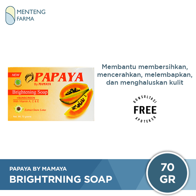 Sabun Papaya By Mamaya Brightening Soap 70 Gr Original BPOM - Menteng Farma