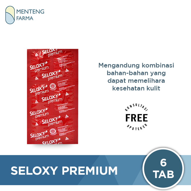 Seloxy Premium 6 Kaplet - Vitamin Kulit Anti Penuaan Dini Anti Kerutan - Menteng Farma