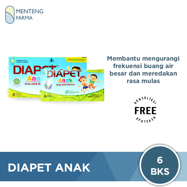 Diapet Anak 6 Sachet - Sirup Obat Diare Mencret Anak - Menteng Farma