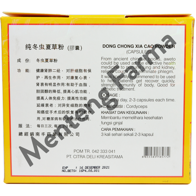 Dong Chong Xiacao Powder Capsule (Cordyceps) - Suplemen Diabetes, Daya Tahan Tubuh, Menyehatkan Paru-paru - Menteng Farma
