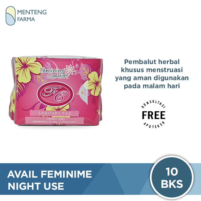 Pembalut Avail Feminine Comfort Night Use (Merah) - Menteng Farma