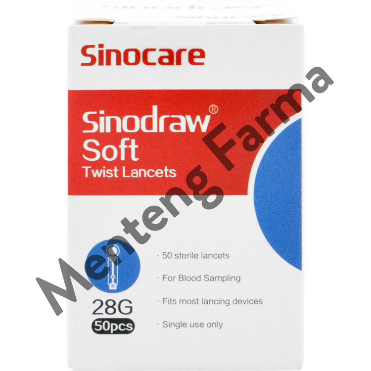 Sinocare Sinodraw Soft Twist Lancet 28G 50 Pcs - Jarum Lancet Steril - Menteng Farma