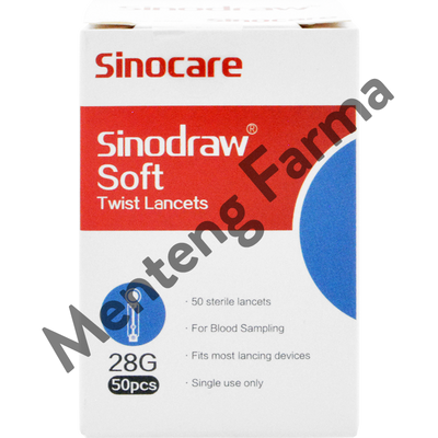 Sinocare Sinodraw Soft Twist Lancet 28G 50 Pcs - Jarum Lancet Steril - Menteng Farma