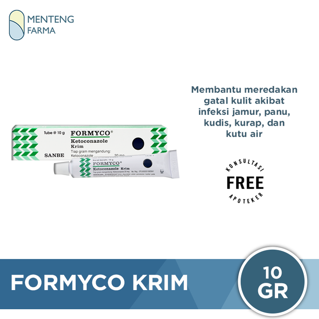 Formyco 2% Krim 10 Gram - Salep Gatal, Panu, Kudis, Kurap, Kutu Air, Eksim - Menteng Farma