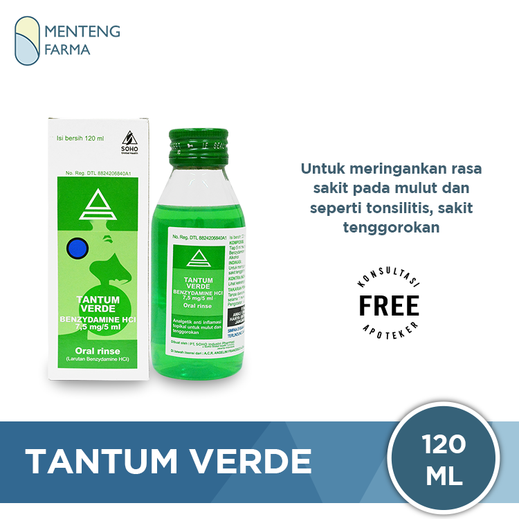 Tantum Verde Oral Rinse 120 mL - Obat Kumur Mulut dan Tenggorokan - Menteng Farma