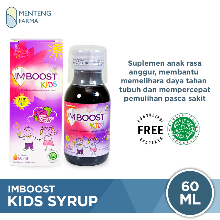 Imboost Kids Syrup Rasa Anggur 60 ML - Suplemen Daya Tahan Tubuh Anak - Menteng Farma
