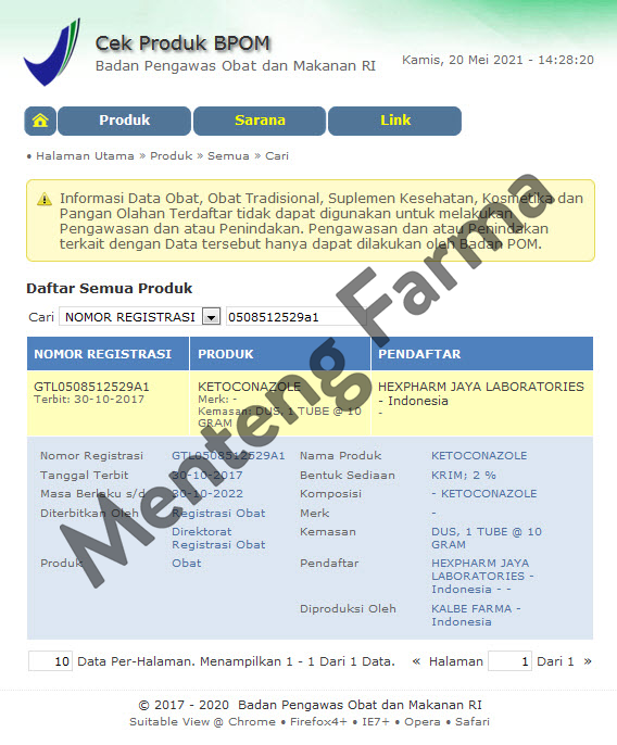 Ketoconazole Cream - Salep Gatal, Panu, Kudis, Kurap, Kutu Air, Eksim - Menteng Farma