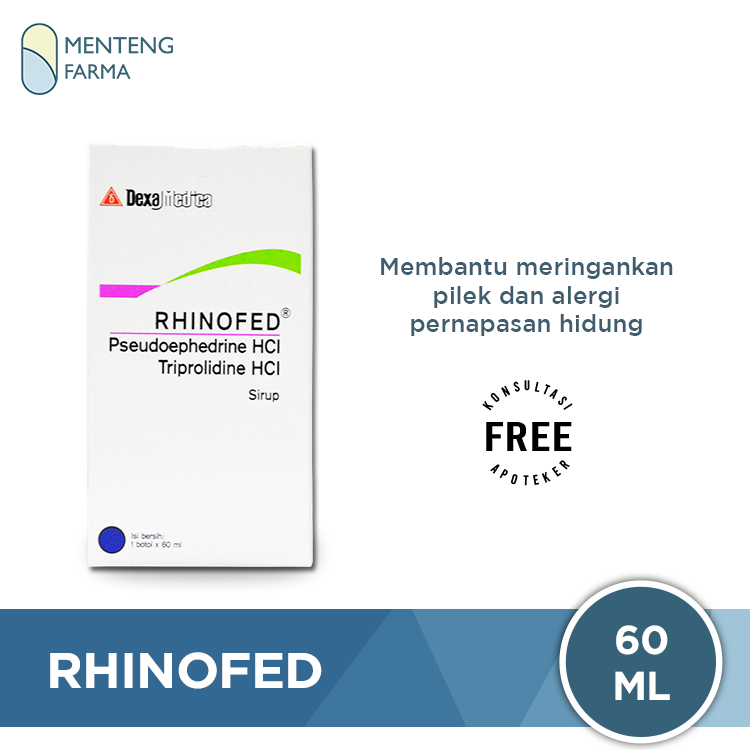 Rhinofed Sirup 60 mL - Obat Flu, Pilek, Demam, Hidung Tersumbat - Menteng Farma