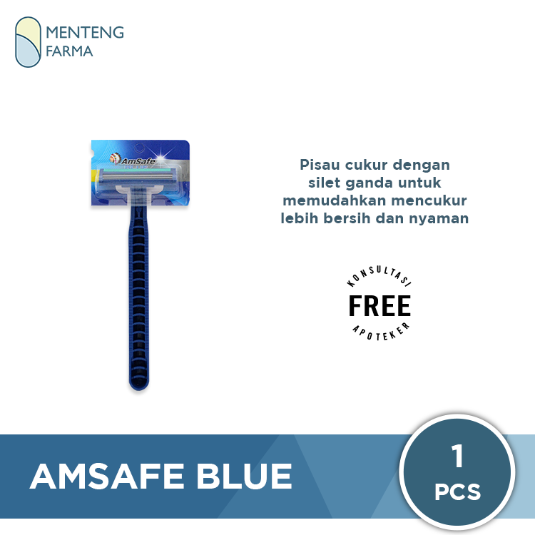 AmSafe Blue - Alat Cukur Dengan Silet Ganda - Menteng Farma